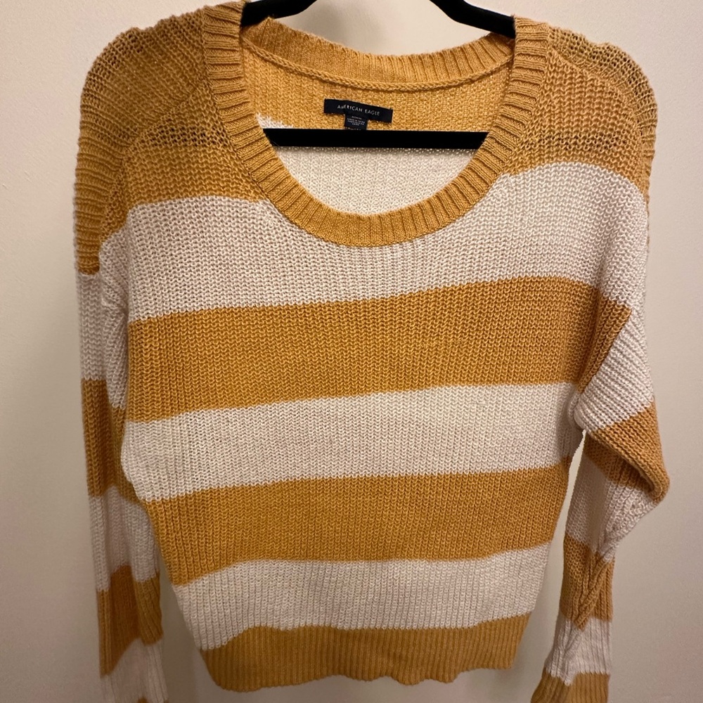 Women's Striped Sweater - Yellow and White